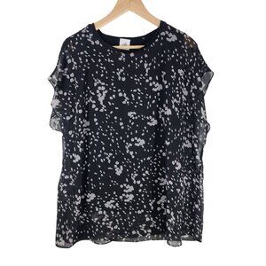 CABI Cosmos Night Sky Blouse Black/Gray Sz L #3597‎